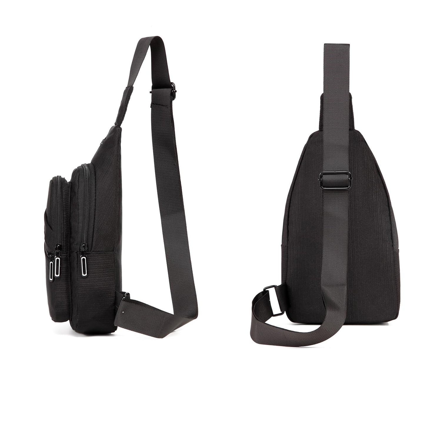 AOSTIHOT Small Sling Backpack Crossbody Sling Bag for Women, Casual Chest Daypack Cross Body for Travel Running Hiking Black White