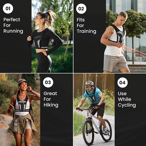 AANDD Running Vest with Phone Pocket Lightweight Adjustable Reflective Jogging Vest Marathon Run Vest with Pockets for Women Men with Headband Black