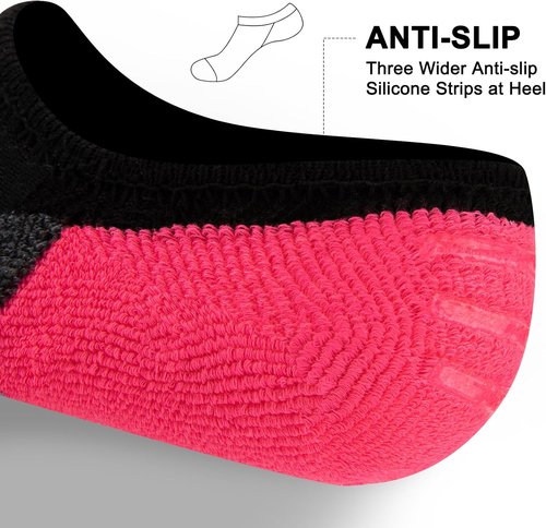Eallco No Show Socks for Women - Cushioned Low Cut Non-Slip Athletic Ankle Socks | 6 Pairs