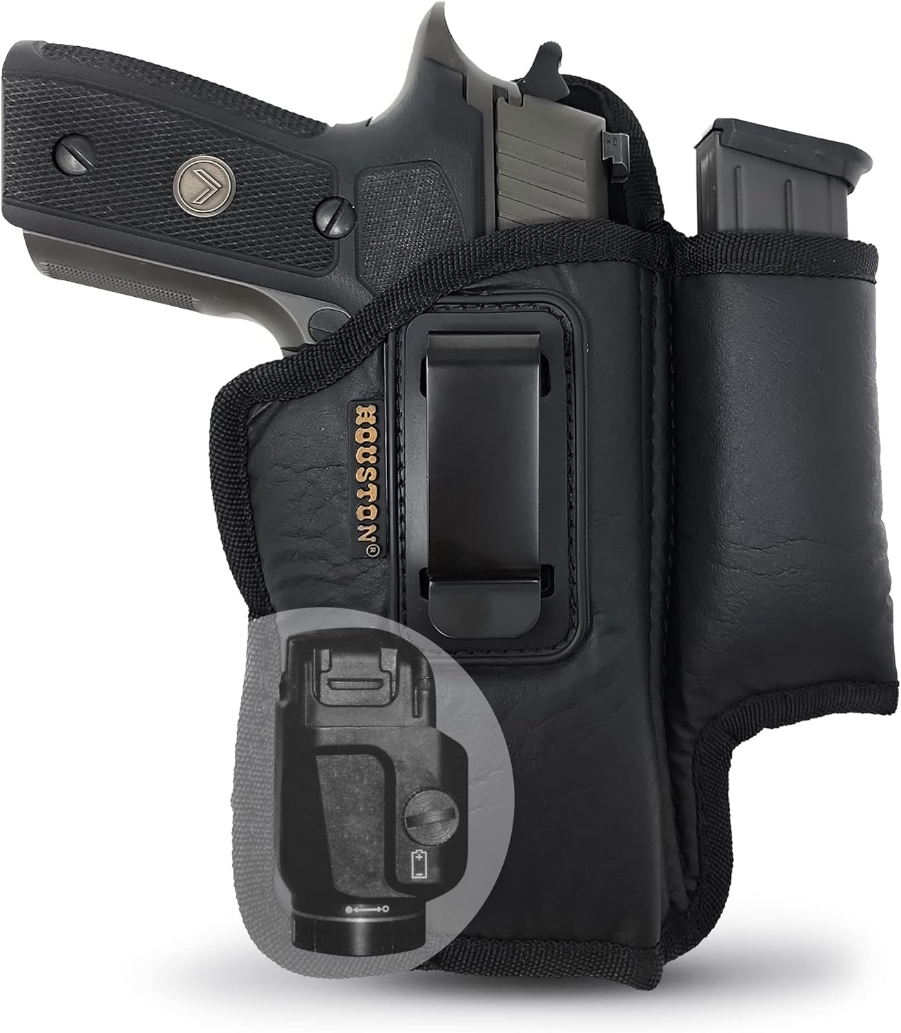 Skiennix IWB Pistol Holster - Eco Leather with Mag Pouch for Full Size XDM, Glock 17/19/21, 92 FS (Right)