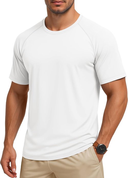 MAGCOMSEN Men's UPF 50+ Sun Protection Athletic T-Shirt - Quick Dry for Hiking & Running