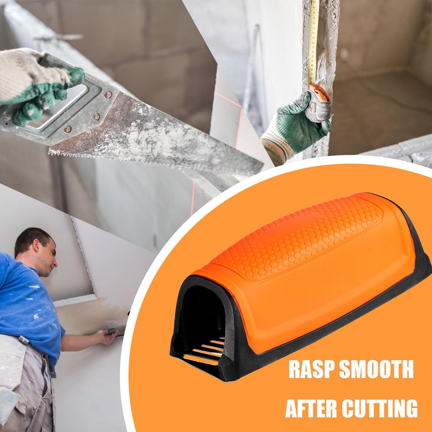 Lasnten Drywall Rasp 5-1/2 Inch Blade Drywall Cutting Tool Bi-Directional Teeth & In-Handle Dust Collection Pocket Size Professional Construction Finishing Tool for Wall and Ceiling