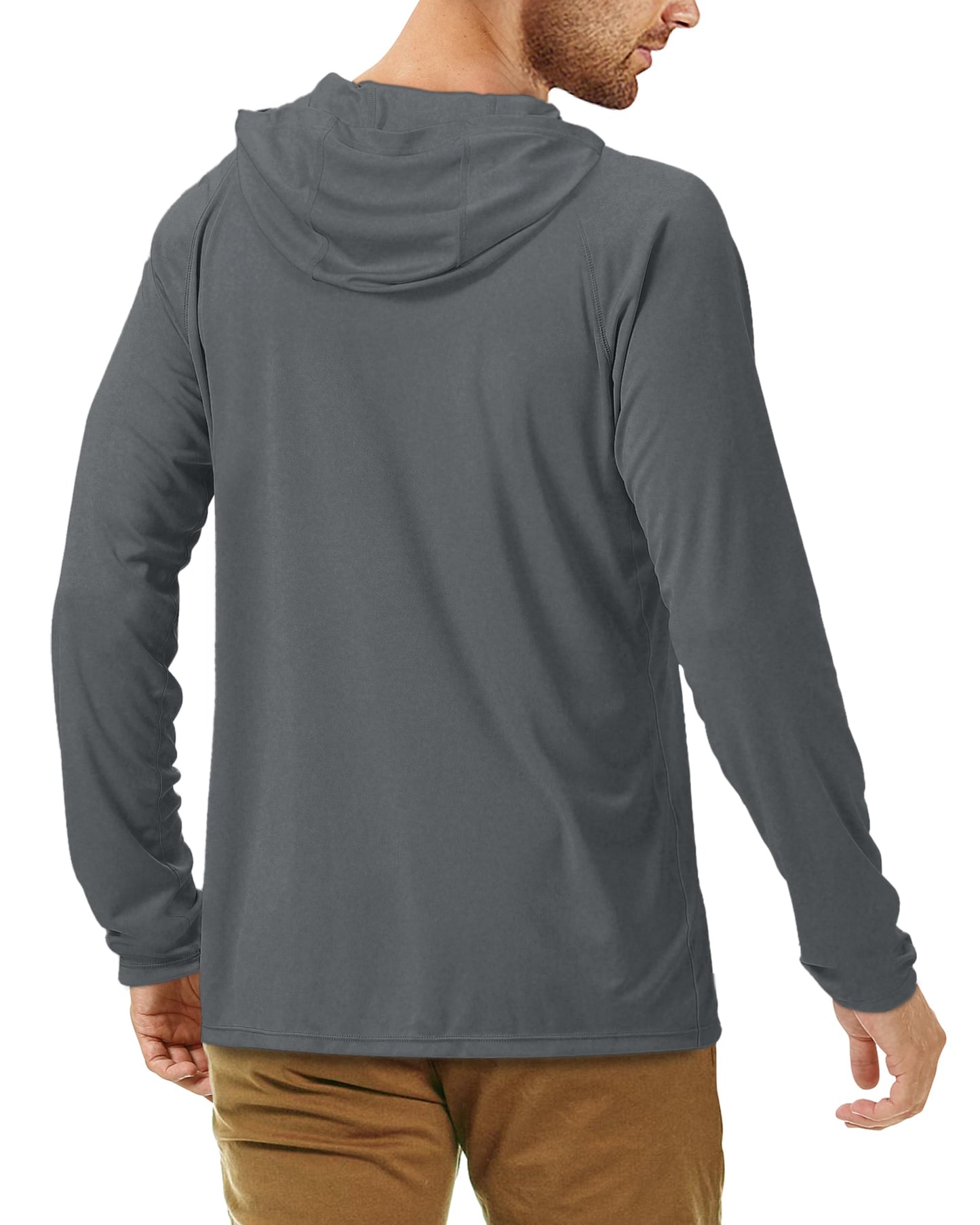 Roadbox Men's UPF 50+ Sun Protection Long Sleeve Hoodie Shirt Outdoor UV Fishing Shirts for Workout, Running, Fishing, Hiking