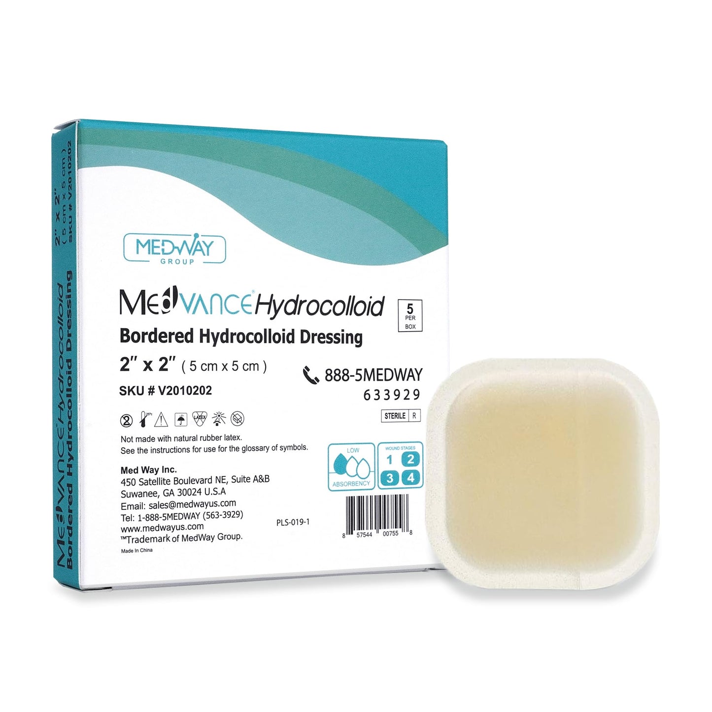Medvance Absorbent Bordered Hydrocolloid Large Wound Dressing - Waterproof Skin-Friendly Adhesive Pads - Easy Apply Large Bandage - Wound Care & Dressings for Cuts & More (2"x2" Bandage) (Box of 10)