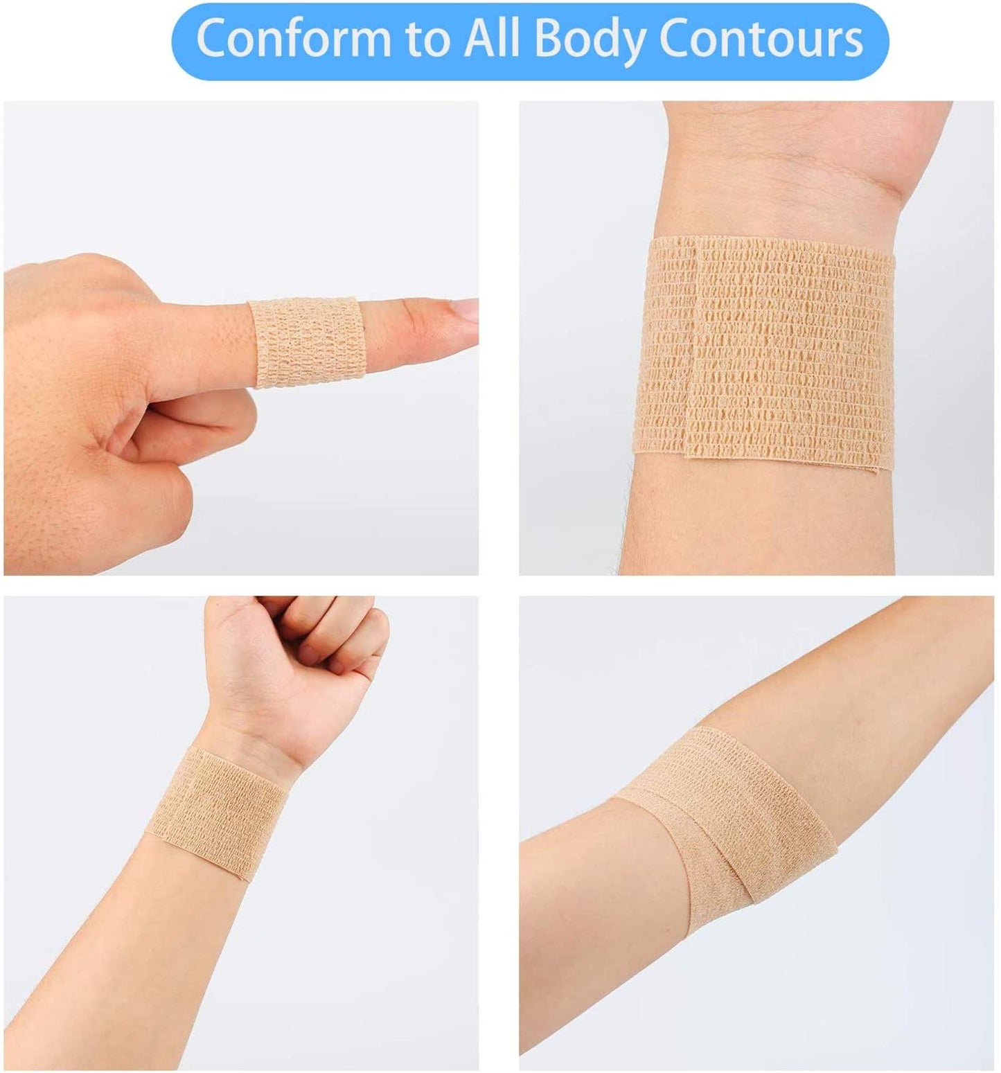 24 Packs Self Adherent Cohesive Wrap Bandages 2'' Wide, 5 Yards, First Aid Tape,Elastic Self Adhesive Tape,All Sports Athletic Tape, Non-Woven Bandage,Breathable Wound Tape,Skin Colour Athletic Tape