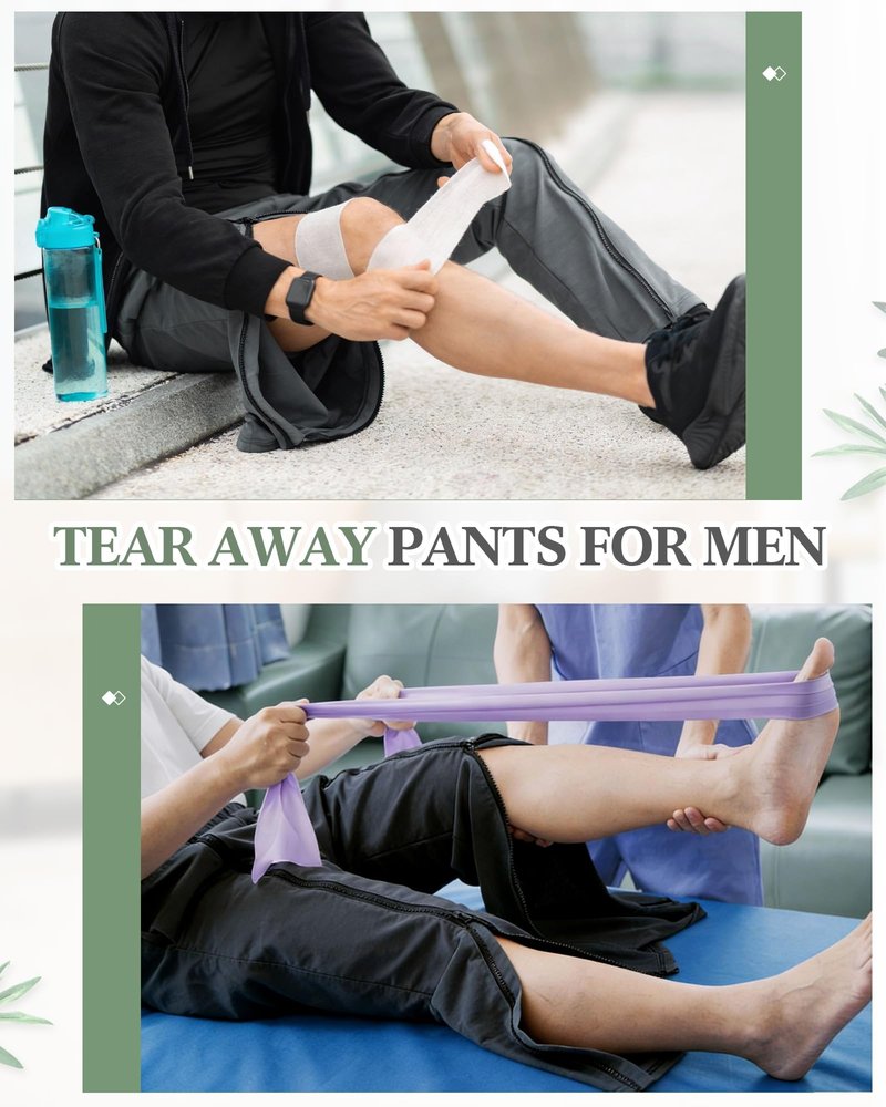 Wovnet 2 Pack Tear Away Pants for Men Sweat Basketball Front Zippers Full Open Sweatpants Post Surgery Pants(L) Black, Dark Grey