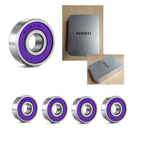 Skateboard Bearings RENGYI Precision Fast Spin ABEC 9 Chrome Steel Bearing for Longboards, Skate Boards, Scooters and Roller Skates (16-Pack, Purple)