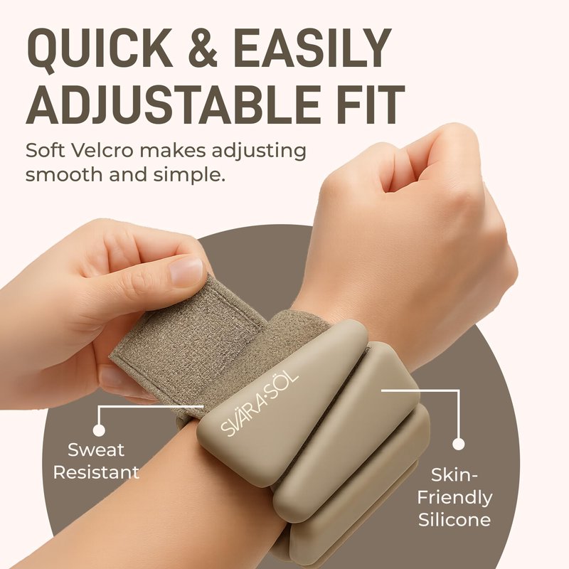 Svära Söl Wrist and Ankle Weights for Women and Men, Ankle Weights 1lb Each | 2 pack Wrist Weights for Women Adjustable Silicone Fitness Accessories | 2lb Weights Set, Home Workout