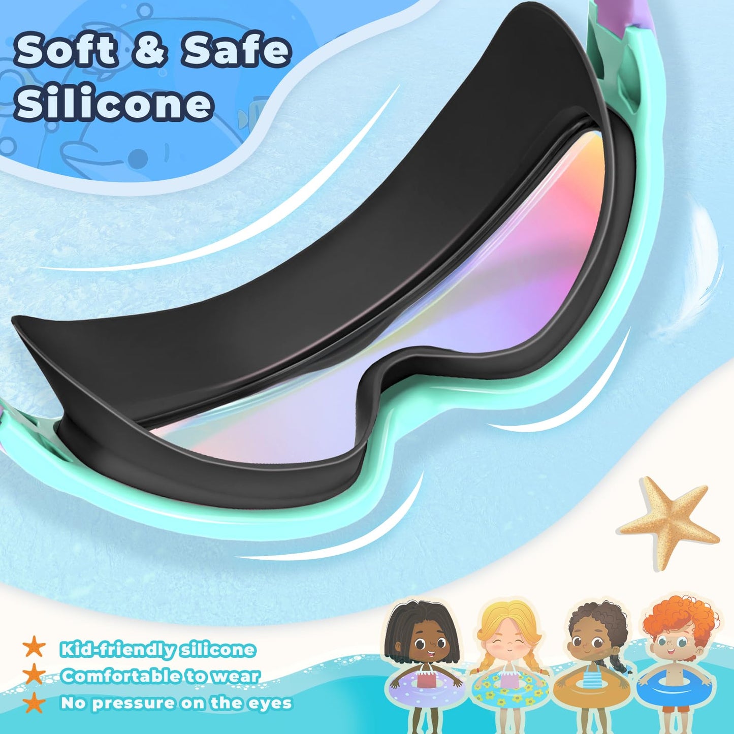 Keary 2 Pack Swim Goggles for Kids 6-14 8-14 Kids Swimming Goggles Age 3-15 4-7 4-16 8-12 For Boys Girls Youth Toddler Children Pool Water Goggle Anti Fog UV Protection Clear Wide View Waterproof