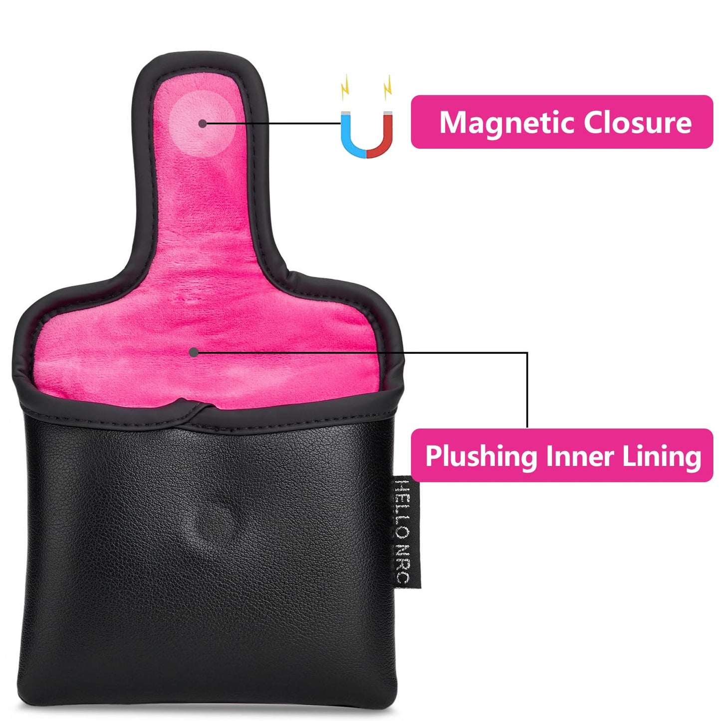 Gbourly Golf Club Poker King Square Mallet Putter Head Cover Black Magnetic Closure Heel Shafted PU Leather Headcovers