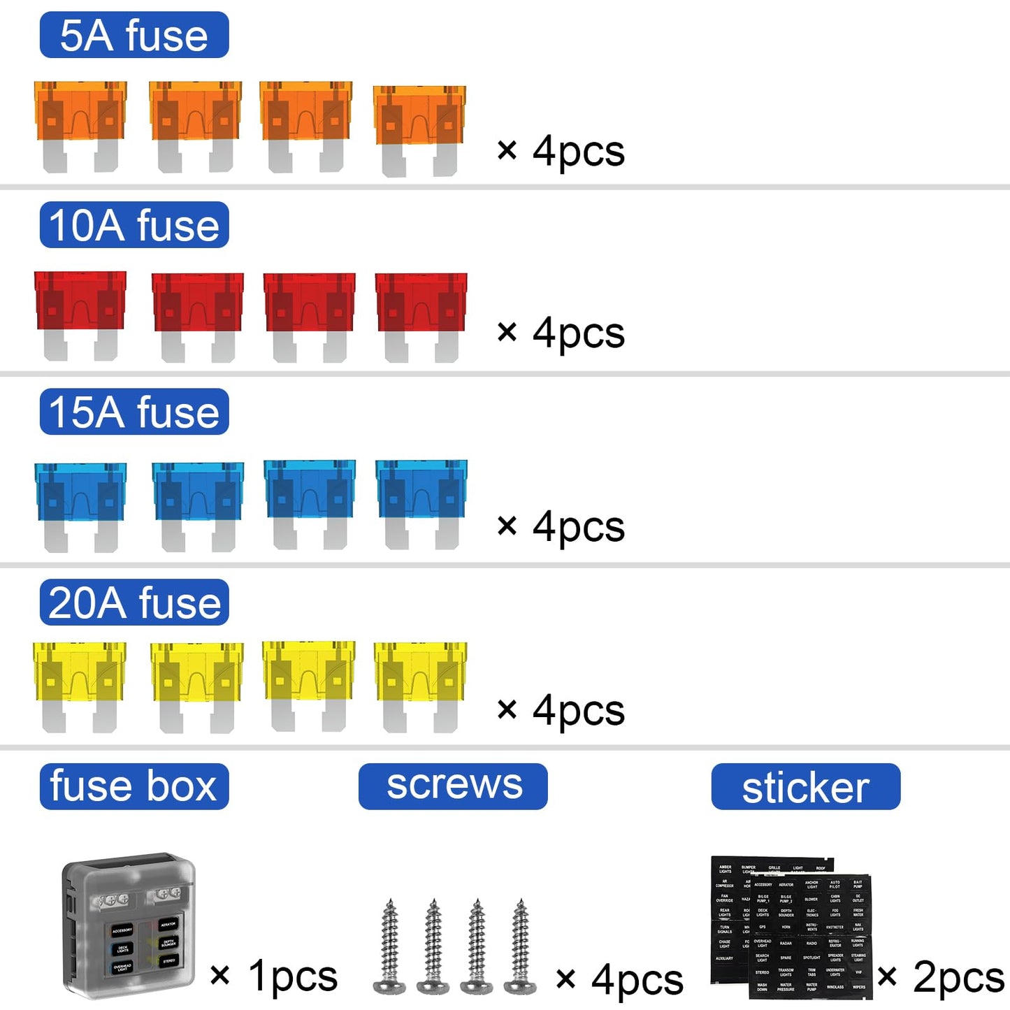 UCkasayfy 6 Way Fuse Block Box 12V/24V DC, ATC/ATO Fuse Panel with LED Indicator for Marine Boat Automotive Motorcycle