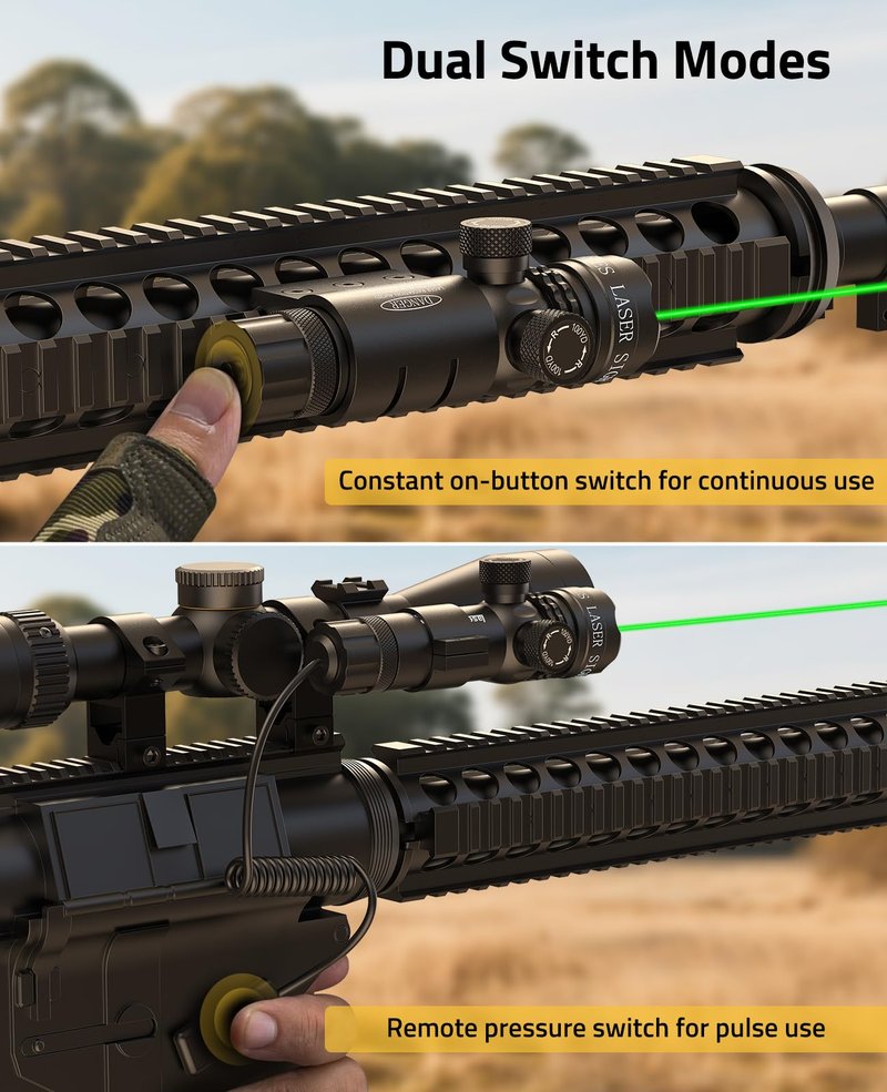 CVLIFE Laser Sight for Rifle with Picatinny Rail Mount/Barrel Mount, Green Laser for Guns, Low-Profile Laser Sight with Pressure Switch