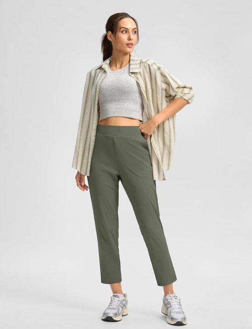 G Gradual Women's Petite Ankle Golf Pants - Stretchy Travel Pants with 3 Pockets & Inner Drawstring