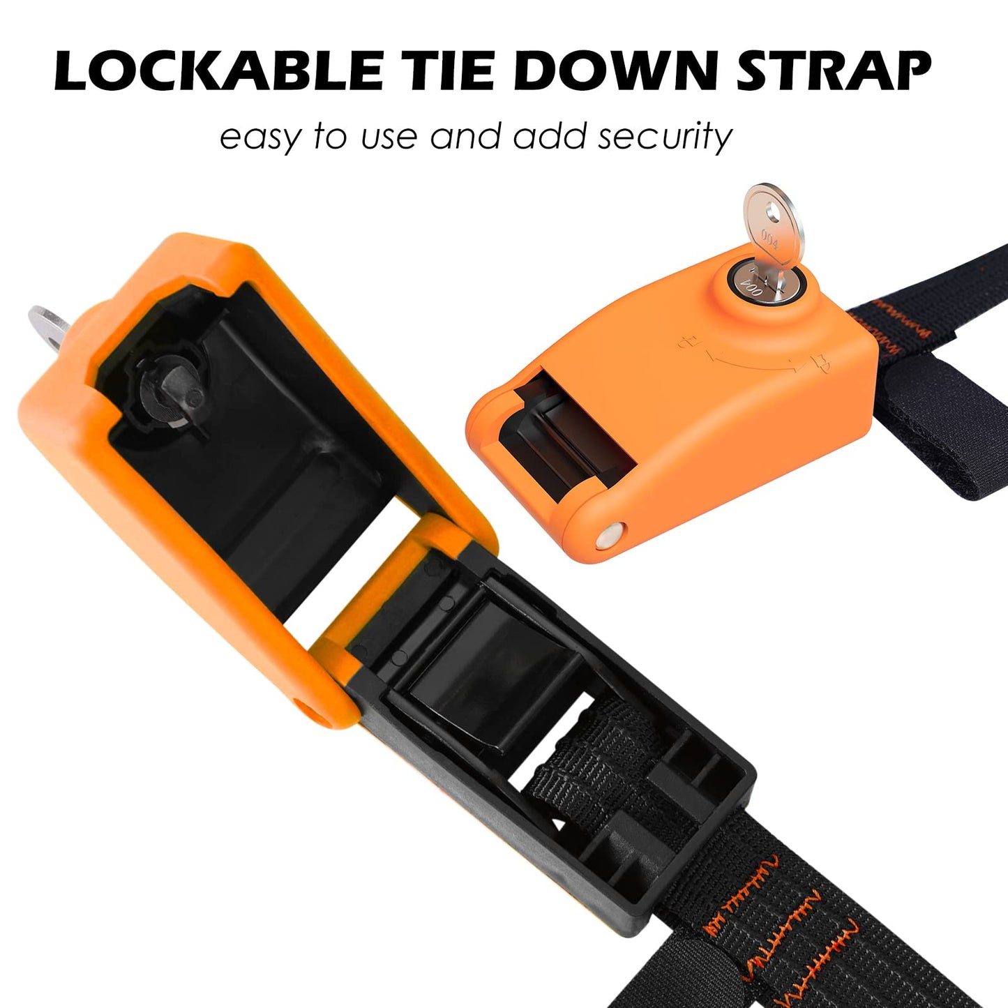 Lovinouse 2 Pack Lockable Tie Down Strap, with 3 Stainless Steel Cables, for Lashing Locking Kayak, Bike, Surfboard, 10 Feet Each