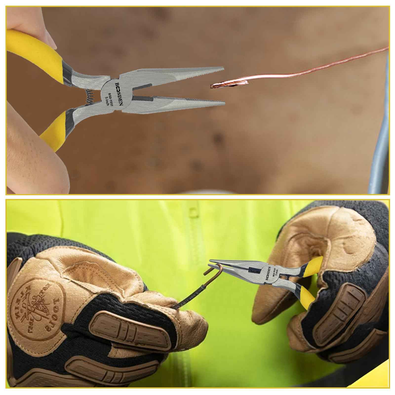 BOOSDEN 5" Needle Nose Pliers, Long Nose Pliers Set with Side Cutter,Mini Fine Needle Nose Pliers with Comfort Grip, Precision Small Needle Nose Plier for Electronics, Craft, Jewelry Making, 5 PACK