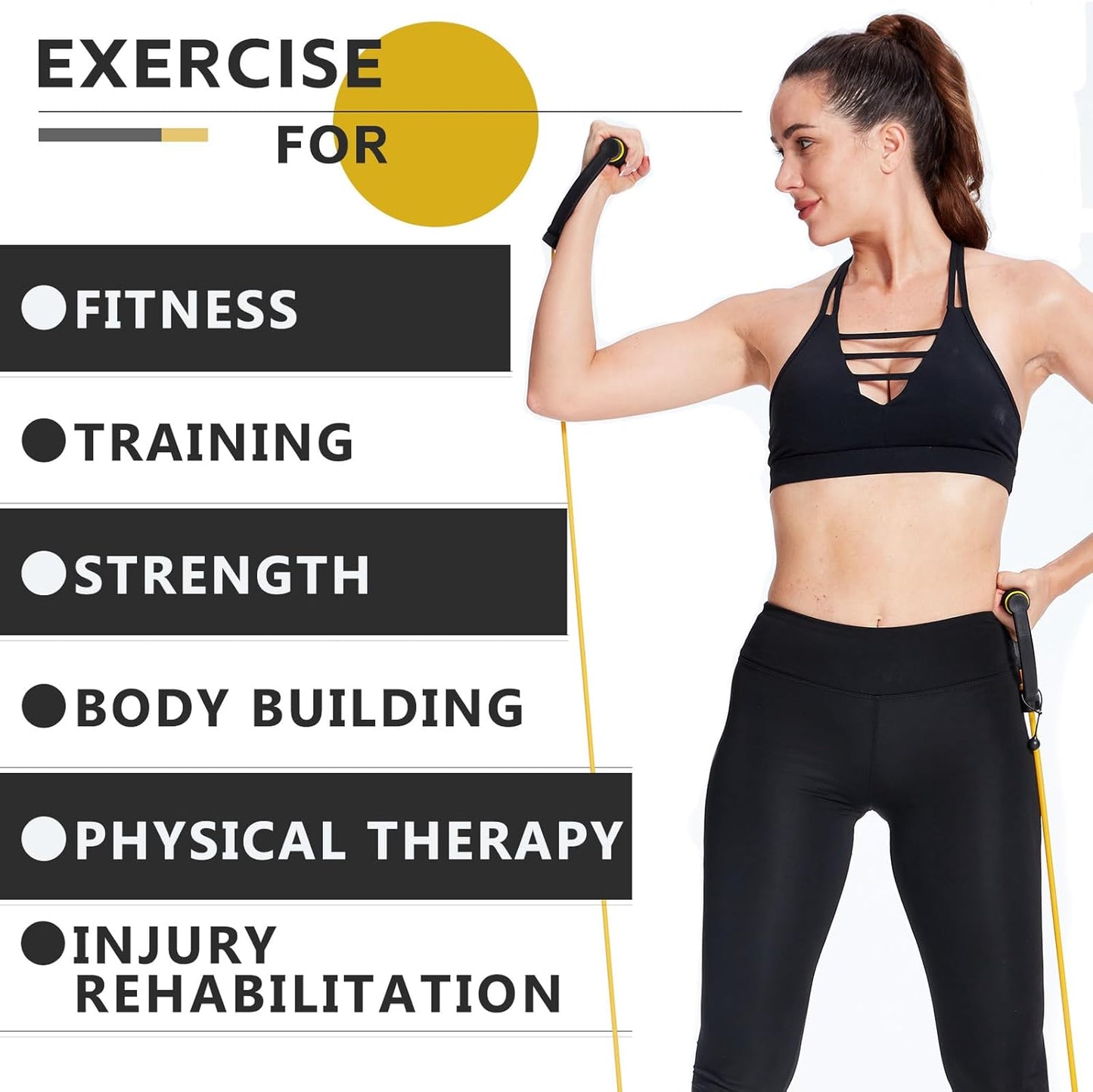 Skiennix Resistance Exercise Bands - 3 PCS Set with Handles & Door Anchor | Ideal for Men & Women