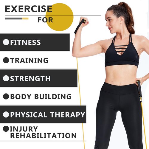 3 PCS Resistance Exercise Band with Handles, Exercise Bands with Handles, Workout Bands Resistance for Men or Women, Arm Bands for Workout-Door Anchor and Starter Guide Included