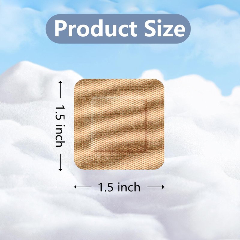 200 Pcs Adhesive Spots Bandages 1.5"*1.5" Square Flexible Fabric Adhesive Knuckle Fingertip Bandages for Wound Care and Hides Skin Spots Ideal for Small Incisions