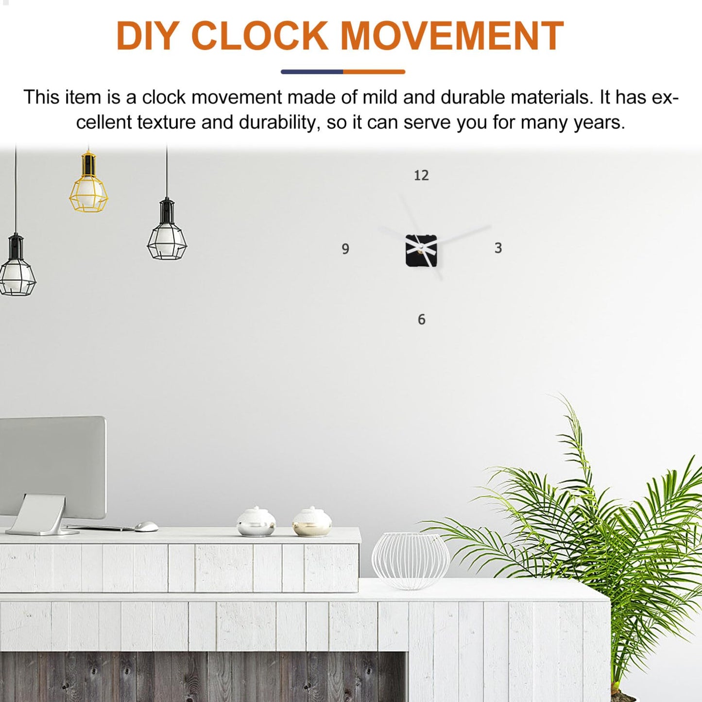Clock Movement Mechanism Kit with Long Spade Hands, Silent Quartz DIY Wall Clock Movement Non-Ticking Repair Parts Replacement Kit,Quartz Clock Motor Kit for Custom Repair Clock