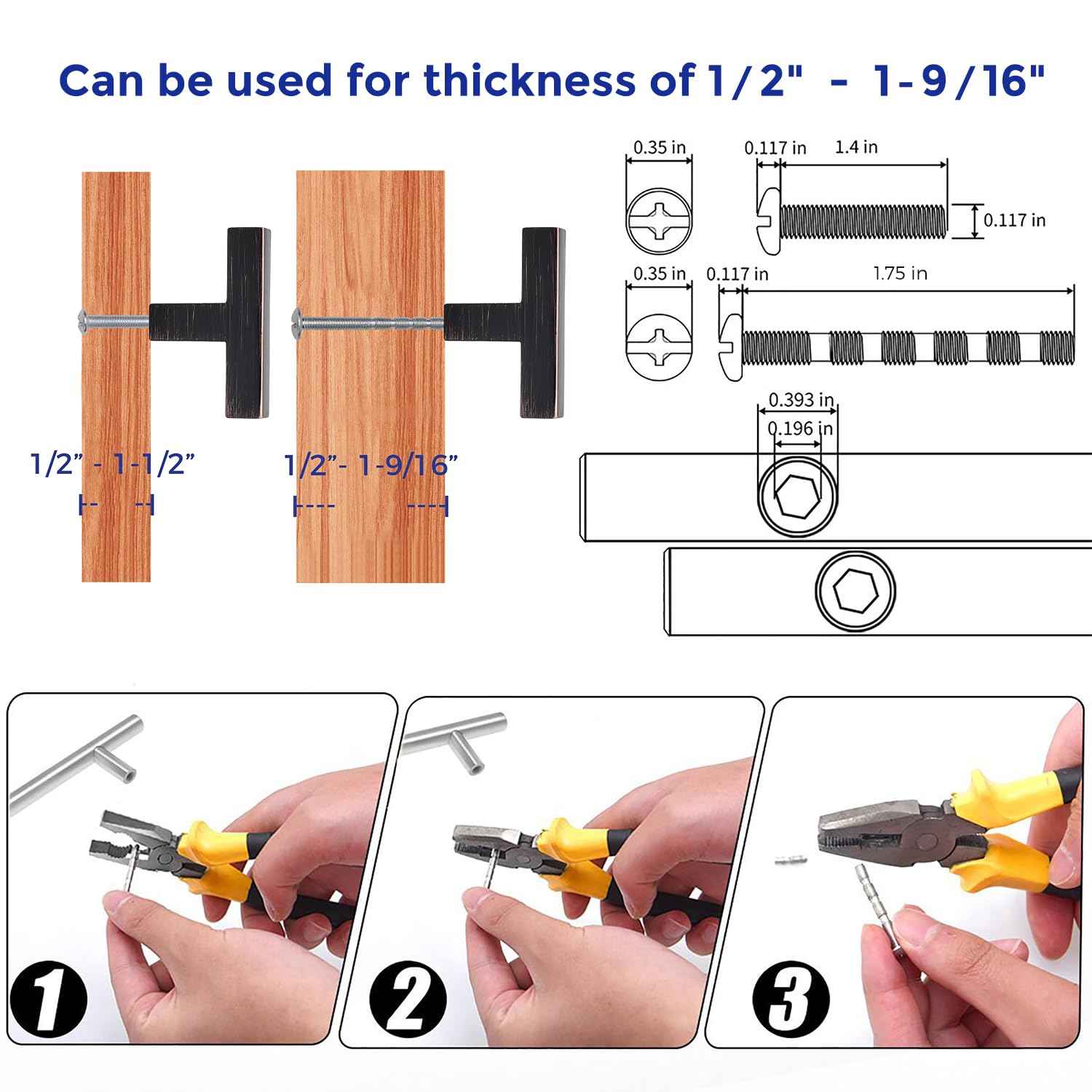 Ravinte 10 Pack Solid Single Hole Slim Square Bar Drawer Handles Cabinet Hardware - Oil-Rubbed Bronze Kitchen Pulls