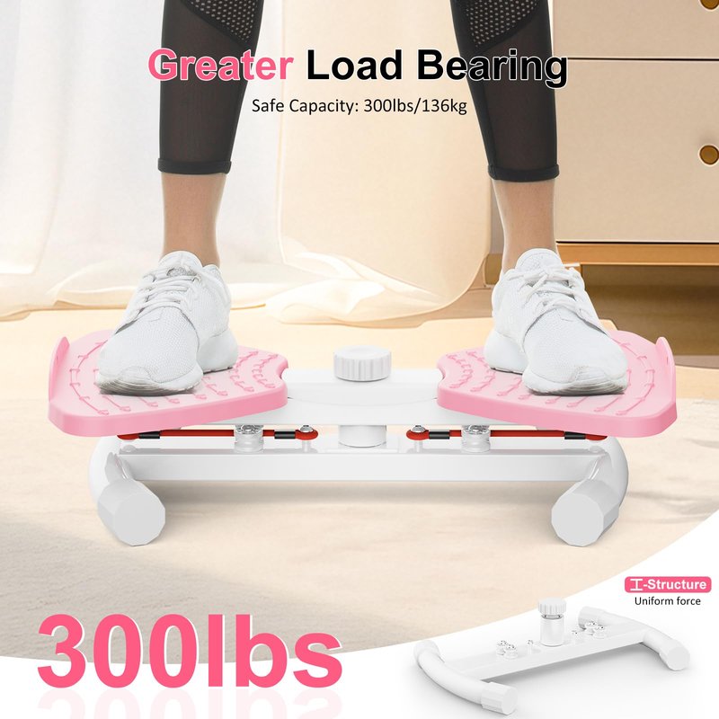 Zieuyend Waist Twister Machine Exercise Fitness Tool - 300 lbs Capacity Exercise Ab Twist Board with Resistance Bands, Core Trainer Belly Fat Burner, Noiseless Waist Sculptor with Foot Massage for Home Gym (Red)