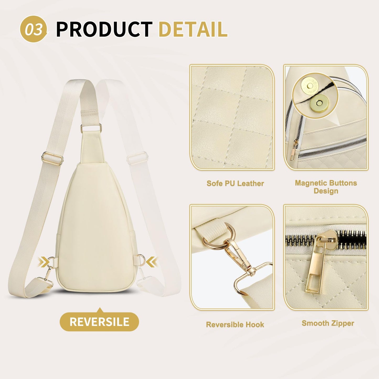 SUIKIHUM Anti Theft Mini Sling Bag, PU Leather Convertible Cross Body Bags, Lightweight One Strap Casual Pack