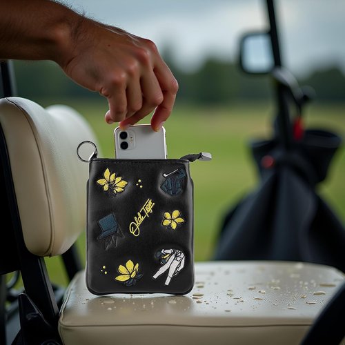 Swig Sip Golf Pouch Bag - Waterproof Compact Golf Ball & Tee Organizer, Handcrafted Zipped Pouch for Keys and Phone, Soft Fleece Lined, Golfing Gear for Course & Travel (Black)