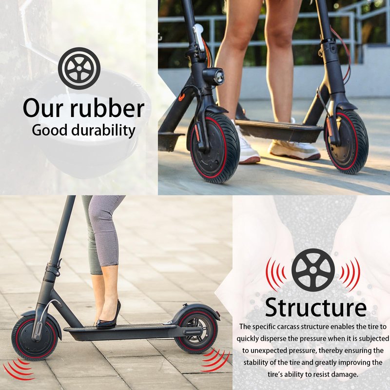 YINCL 60/70-6.5 Scooter Tire, 2pcs 10 x 2.5 Solid Tires，Replacement Wheel Compatible with 10x2.5-6.5 Rubber Scooter Tire