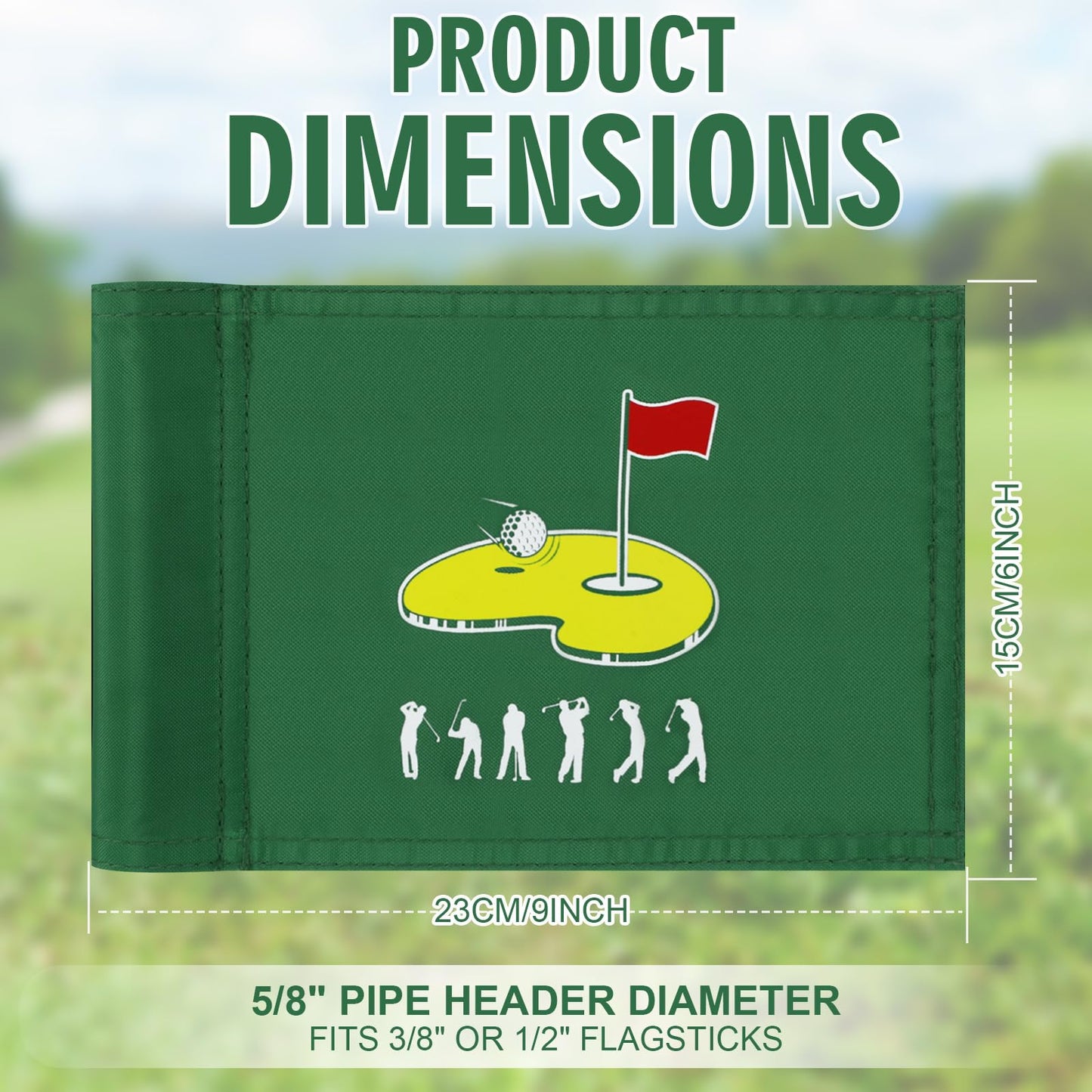 Mindsoft Mini Golf Flag 9 x 6 Inch Golf Pin Flags for Putting Green 420d Nylon Double-sided Silk-screened Waterproof for Backyard Practice Courses Garden Club