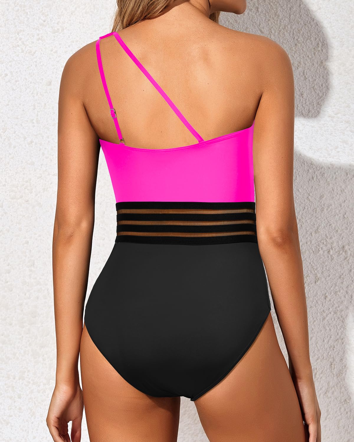 Holipick One Shoulder One Piece Swimsuit for Women Tummy Control Bathing Suits Modest Full Coverage Keyhole Swimwear