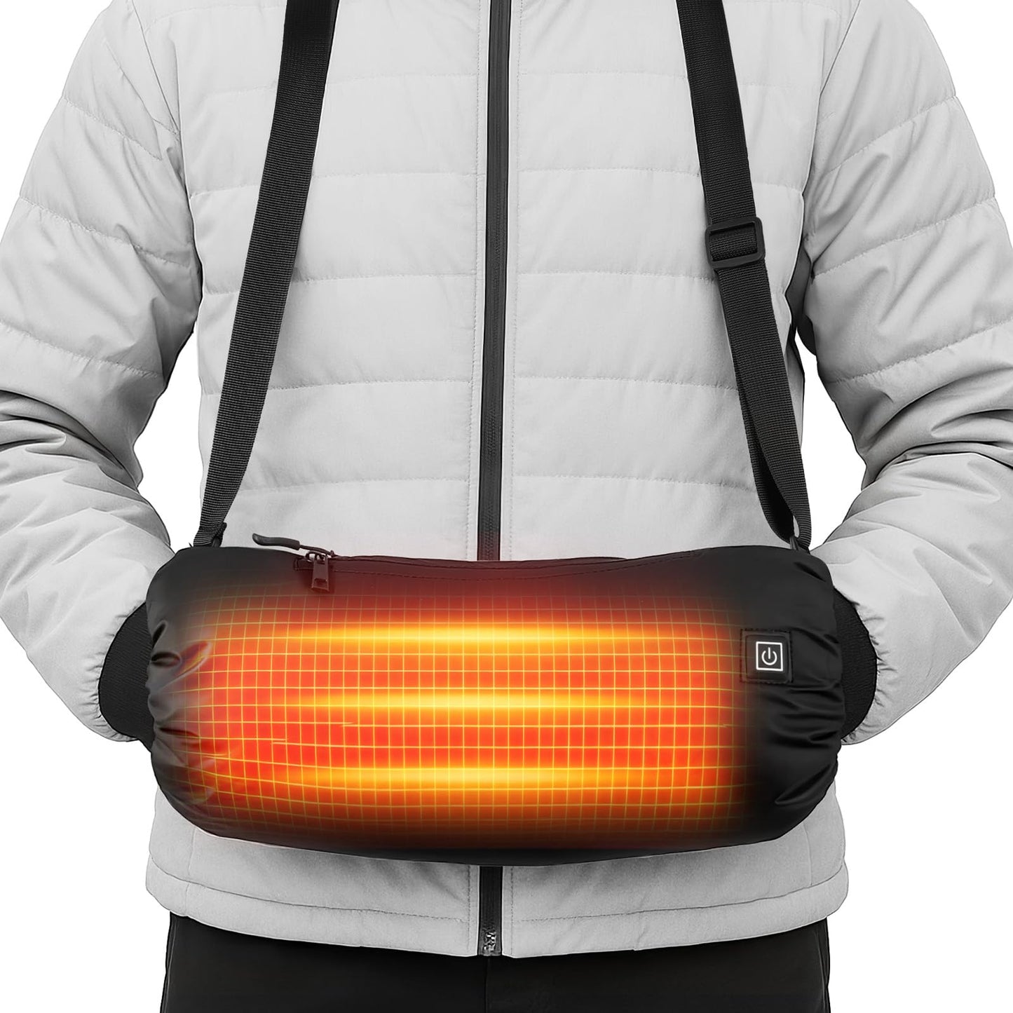 Rechargeable Heated Hand Warmer Pouch with 10000mAh Power Bank - Electric Hand Warmer Muff 3 Heating Levels & Water-Resistant, for Camping, Skiing, Football(Black)