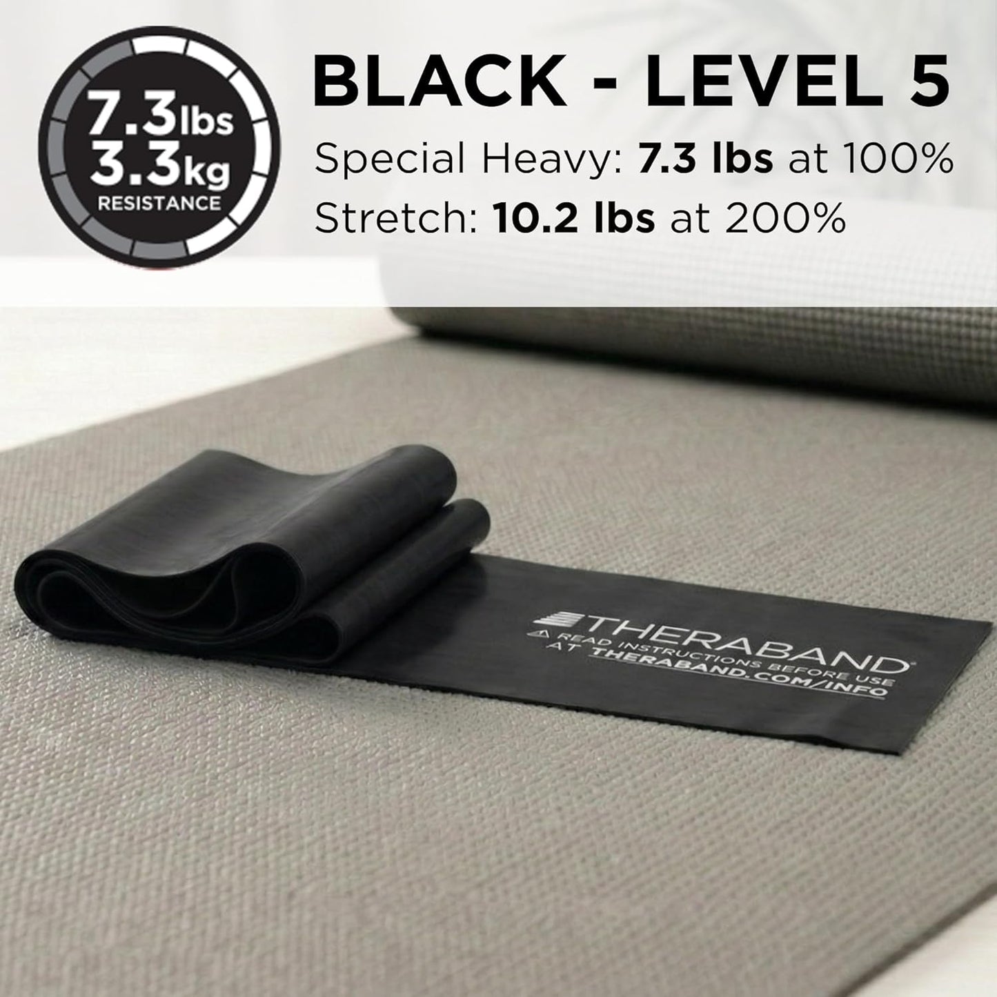TheraBand Professional Resistance Bands - 6 Ft Heavy Elastic Band for Physical Therapy & Workouts - Black