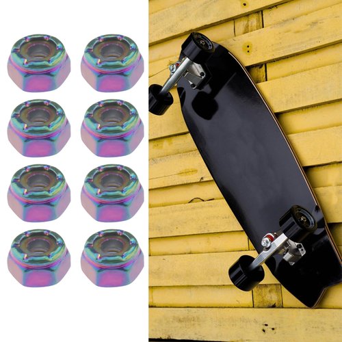 The Lord of the Tools 16 Sets Skateboard Hardware Kit Mounting Screws Hex Head Bolts Nuts with Wrench Accessories for Riser Long Board Truck M5x25mm Colorful