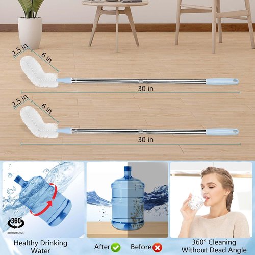 28-Inch Long Bottle Brush by [Brand Name] - 2-Pack for 3 & 5 Gallon Bottles | Bendable Nylon Bristles & Stainless Steel Handle