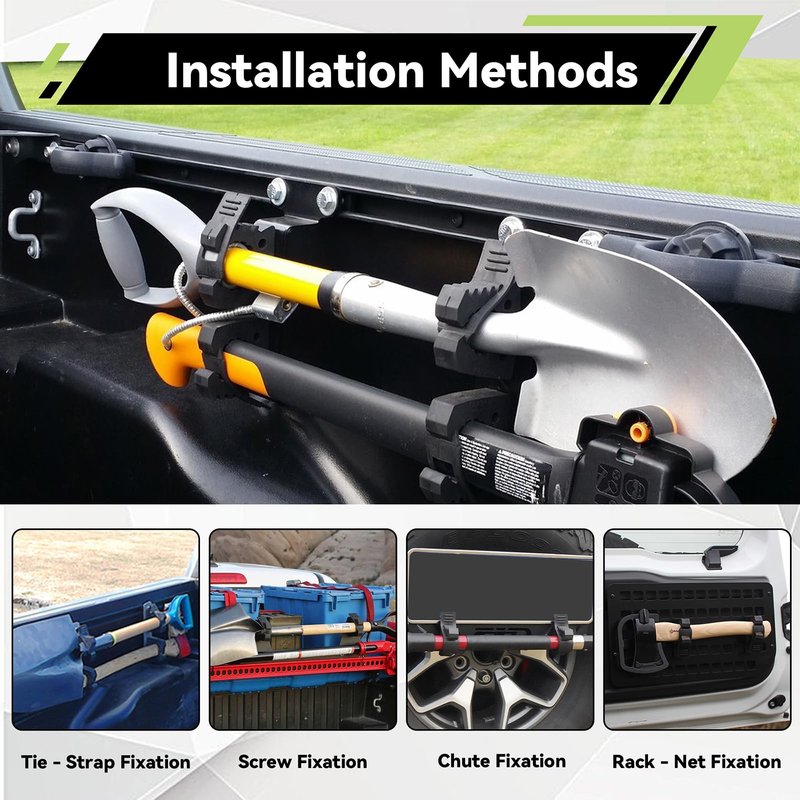 MusixiA Shovel Holder for Truck Quick Release Rubber Clamp Mount Kit Fits 1"~1.5" in Diameter Tool Handles forTrucks UTV ATV Offroad 4X4 Parts 4Pcs