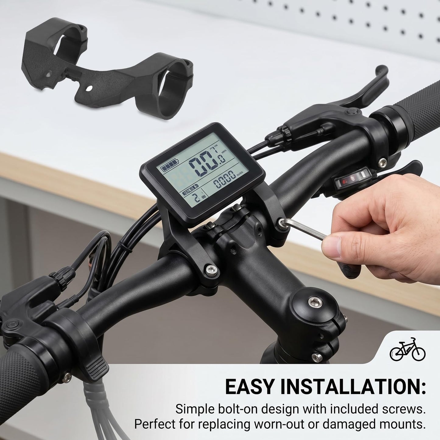 Electric Bike LCD Display Holder, Sturdy Plastic Meter Bracket Replacement for BAFANG 850C C965 Monitor, Precision Fit E Bike Screen Mount, Easy Install Cycling Accessory