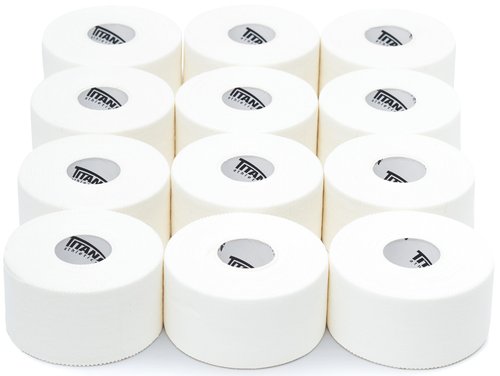 12 Pack White Athletic Tape (45ft Rolls) - Athletes Trainers Injuries & First Aid - Premium Medical Sports Tape - Wrap & Support Ankles & Wrists - Easy Tear Design with Zinc Oxide & No Sticky Residue