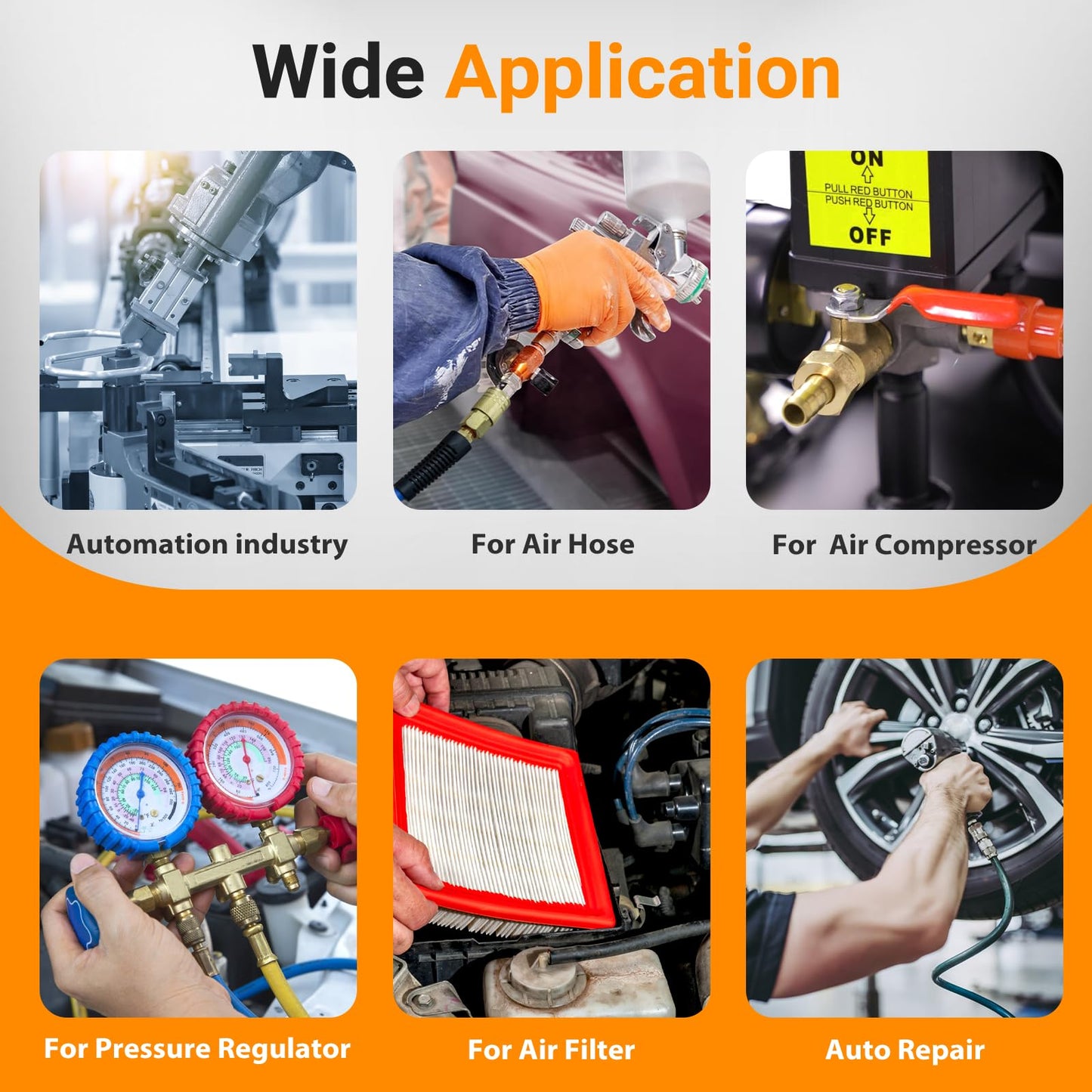 Paoeyrb 14 Pcs Brass Quick Connect Hose Fittings, Premium Air Hose Fittings, Coppering 1/4" Air Hose Fittings, Lightweight Air Compressor Quick Connect Fittings