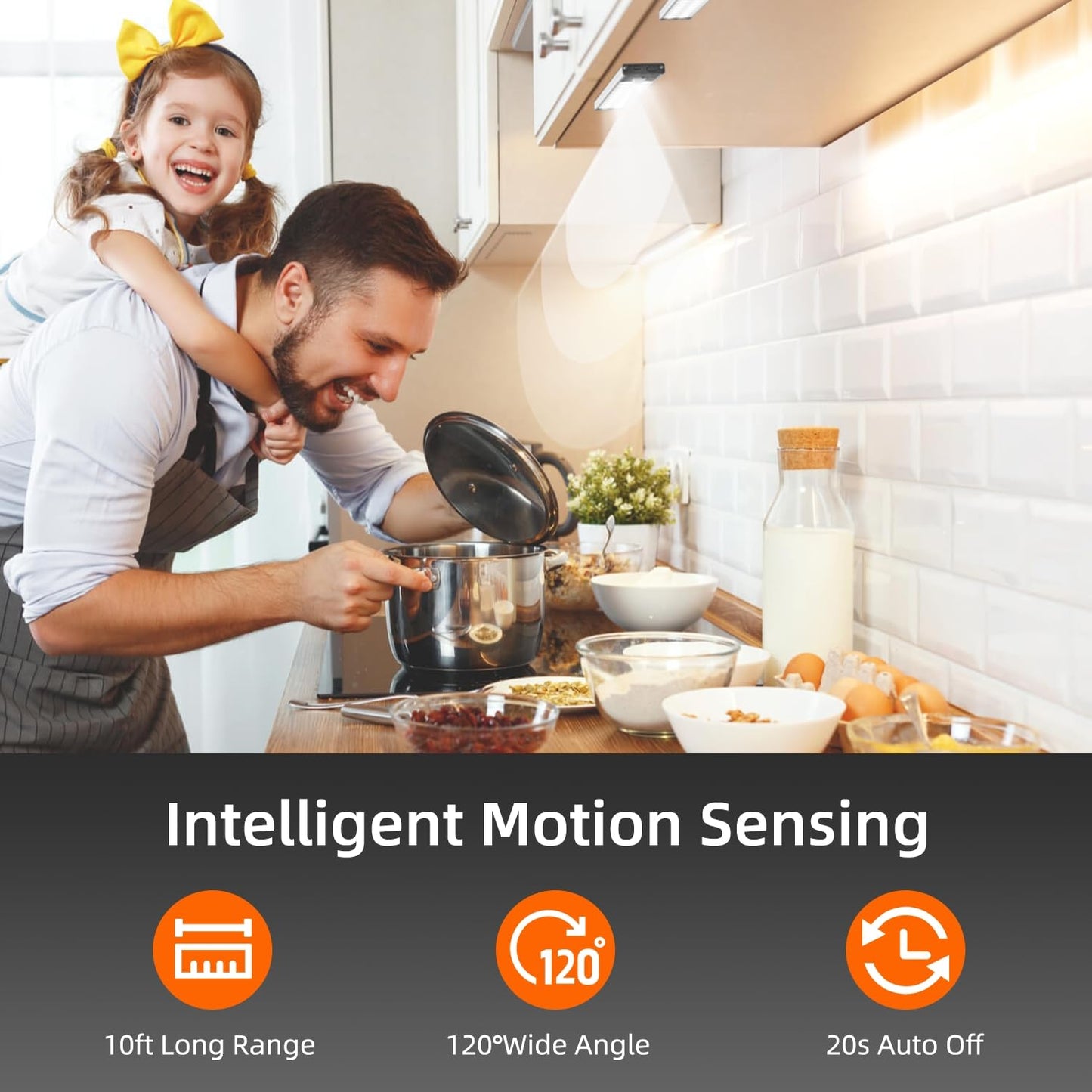 Under Cabinet Lighting, Motion Sensor Light Indoor, Rechargeable Closet Lights，Dimmable Under Cabinet Lights, Magnetic LED Lights for Bedroom, Under Counter Lights for Kitchen, Warm Light