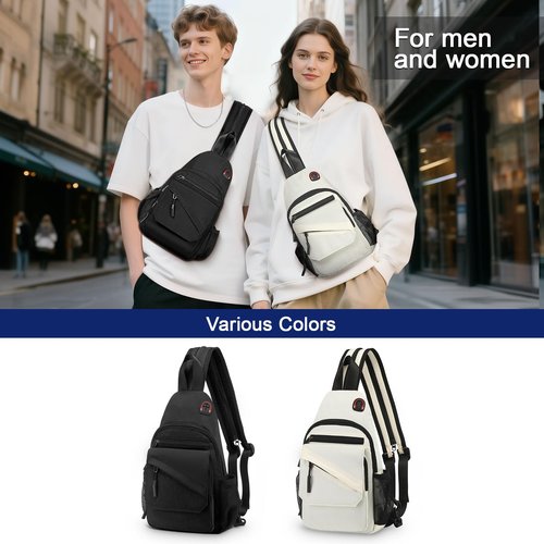 Convgo Crossbody Bag Casual Sling Bag for Men, Convertible Backpack, 3-in-1 Anti-Theft Shoulder Bag Trendy Daypack for Travel,Large, Black