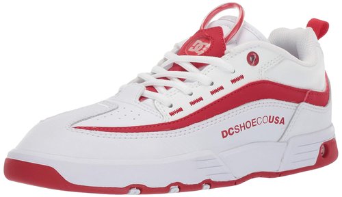 DC Women's Legacy 98 Slim Skate Shoe, White/White/True red, 5 M US