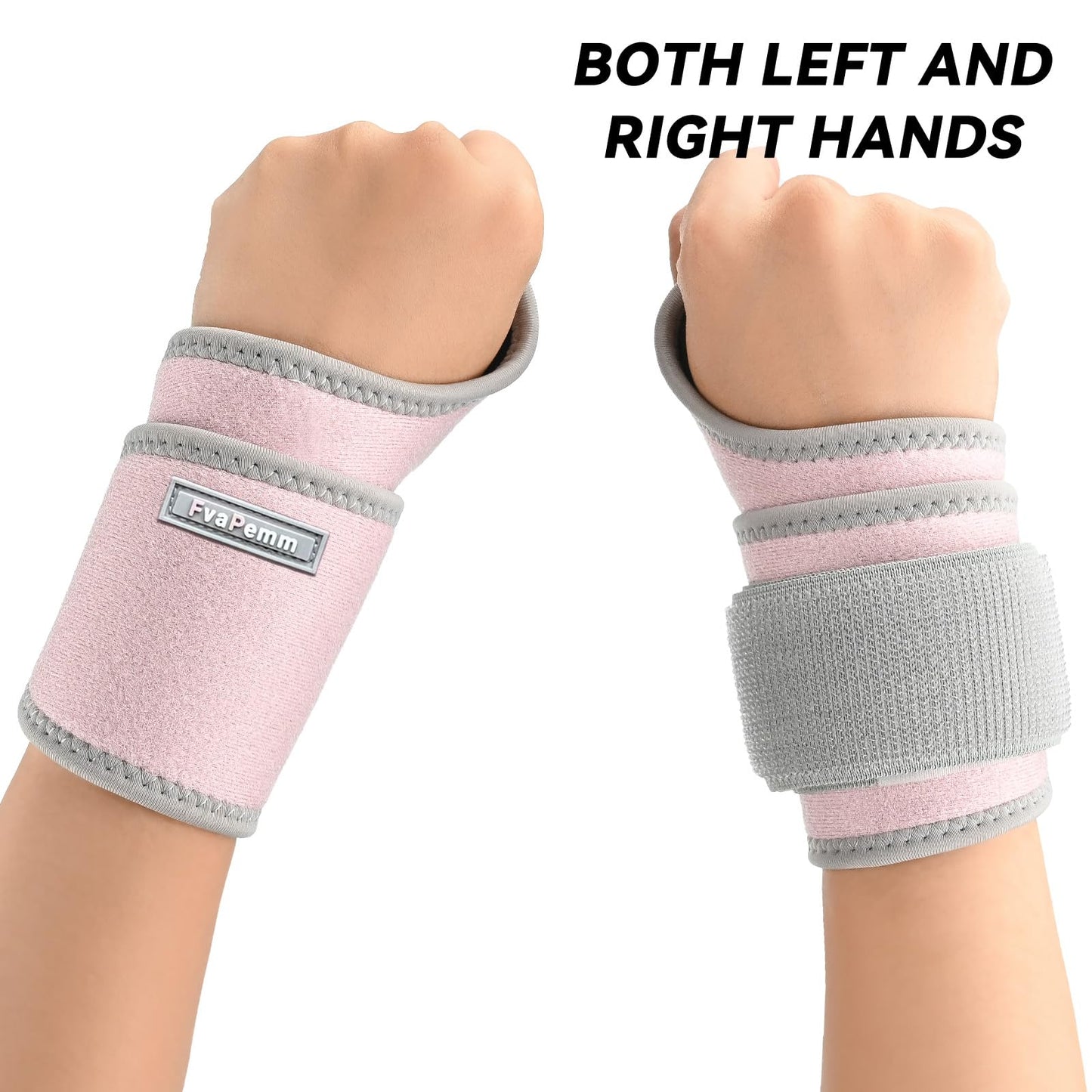 Carpal Tunnel Wrist Brace for Right Left Hand 2 Pack, Wrist Support Wraps for Women Men, Adjustable Wrist Brace for Tendonitis, Arthritis, Weightlifting, Sports, Day Night Support, Pink