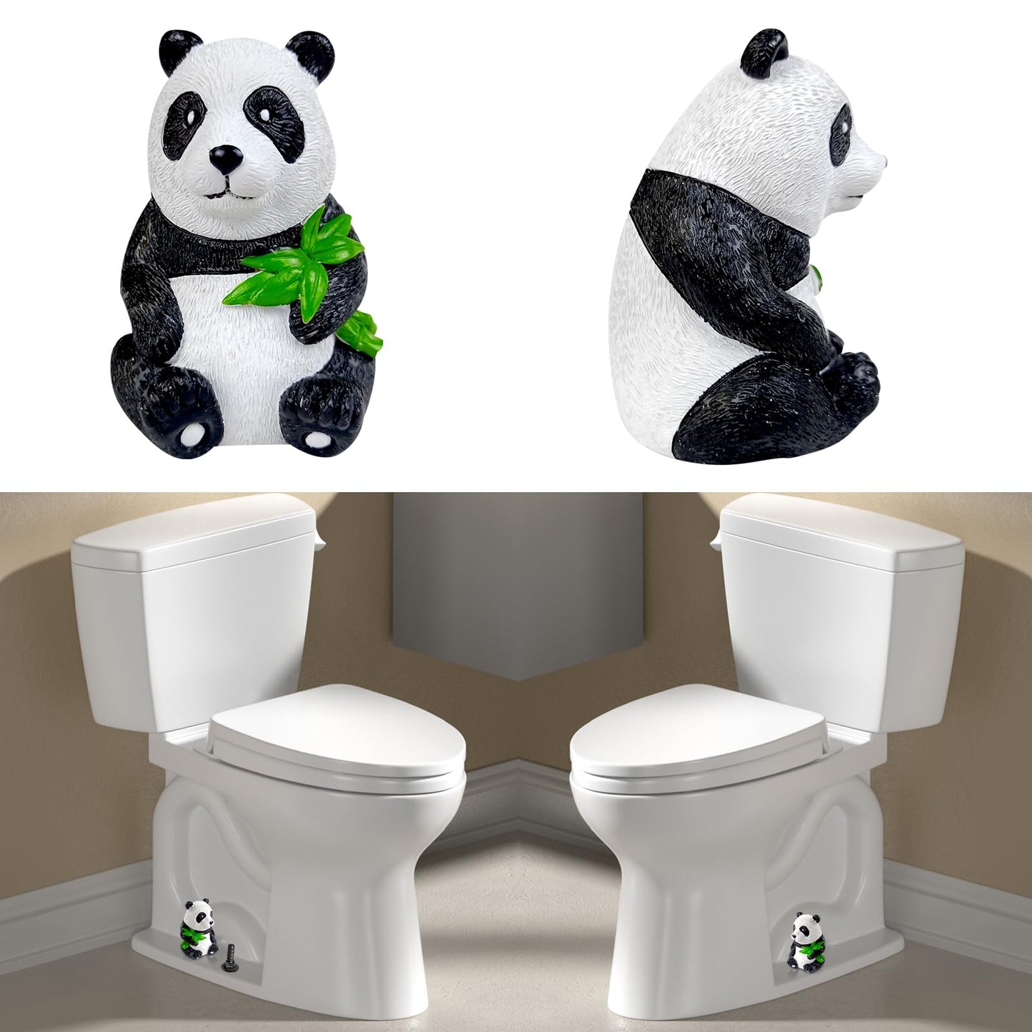 Resin Toilet Bolt Caps: Decorative Toilet Bolt Covers and Functional Bathroom Accessories Set of 2, Swift Installation and Rust Prevention (2pcs Panda)