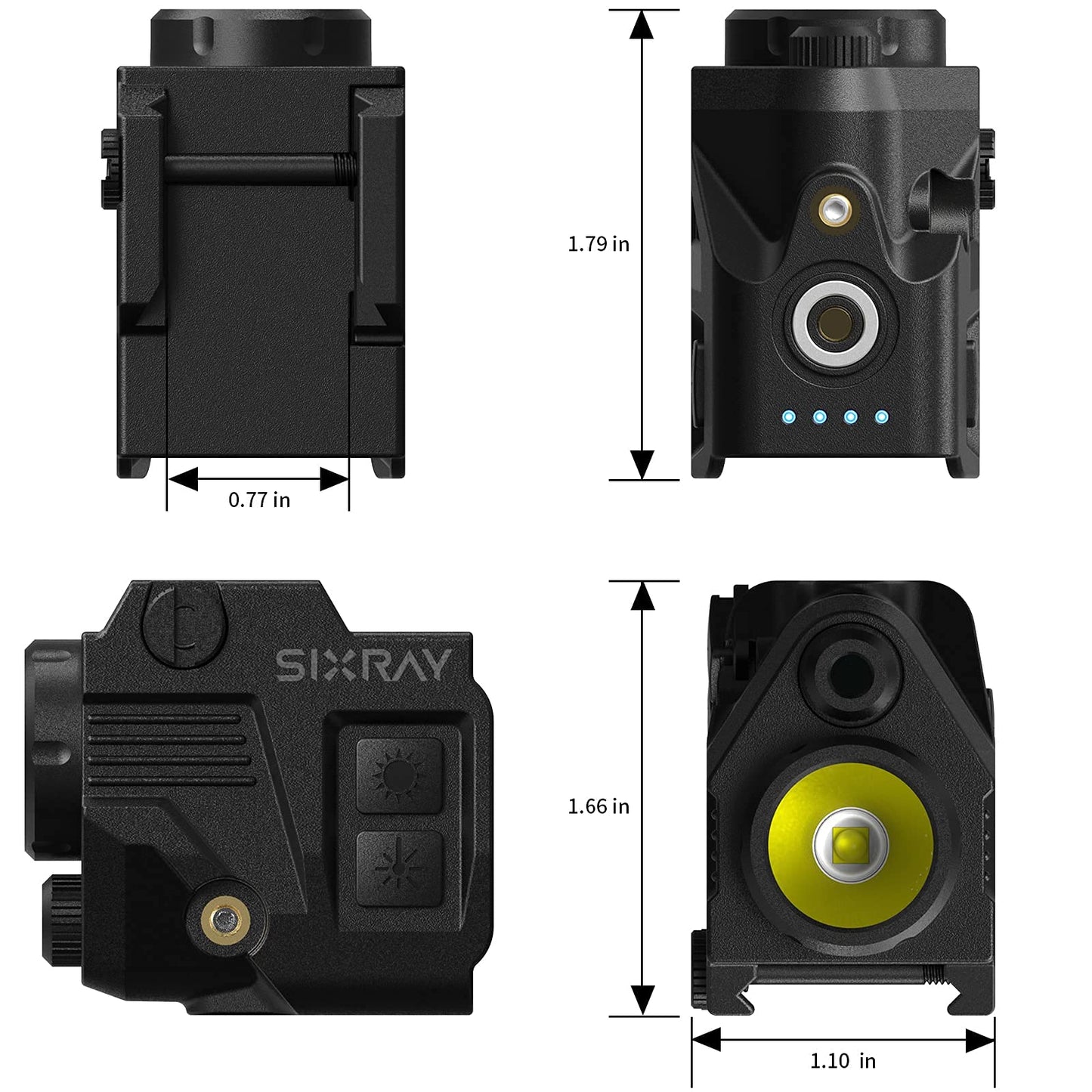 SIXRAY Pistol Light Laser Sight 420 Lumens Gun Light with Magnetic Charging Strobe Function Green Laser Light Combo for Pistol Laser Class II