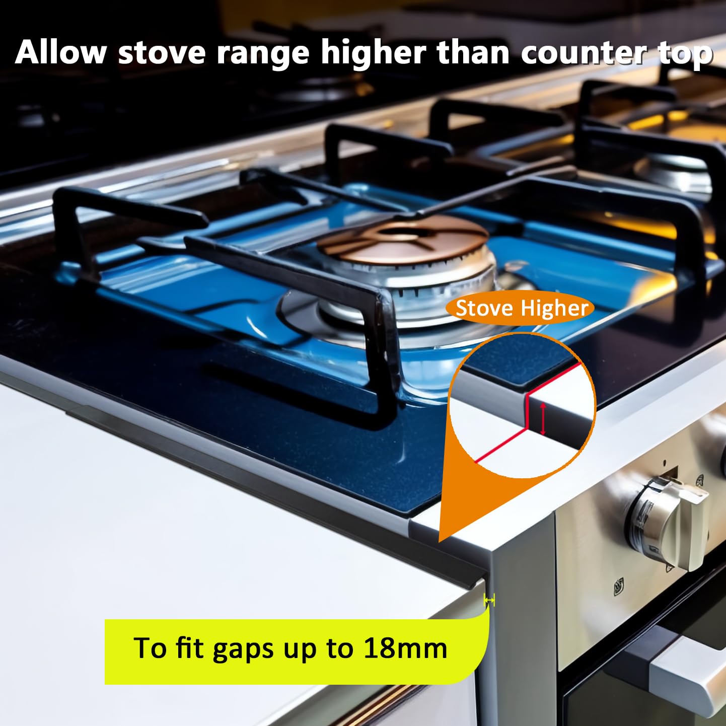 Stop Spills & Crumbs! Stainless Steel Stove Gap Covers (2 Pack) | Heat-Resistant Filler for Gas Stoves & Ovens | Adjustable 13.8" to 27.5" | Non-Slip, Easy Clean, Tool-Free Install (Black)