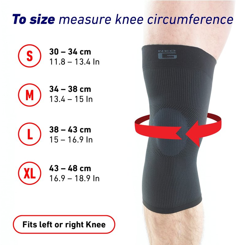 Neo-G Knee Sleeve for Daily wearing, Good for Sprains, Strains, Weak Muscles - Knee Sleeves for Men and Women – Fits for sports Running, Hiking, Yoga, Basketball - Airflow - Large - Black