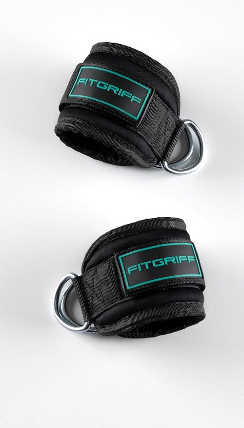 Fitgriff® Ankle Straps V3 - Premium Cable Machine Leg Pulley Attachment | 2-Pack Kickback Straps