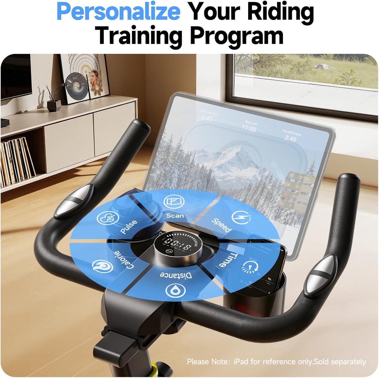 YPOO Exercise Bike - Adjustable Magnetic Resistance Indoor Bike with App, 330lbs Capacity & Comfortable Seat