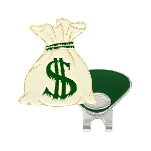 NAVIKA Money Bag Golf Ball Marker with Magnetic Hat Clip | Money Themed Golfing Accessory | Dollar Sign Ball Marker for Golfers | Golf Gift, Beige