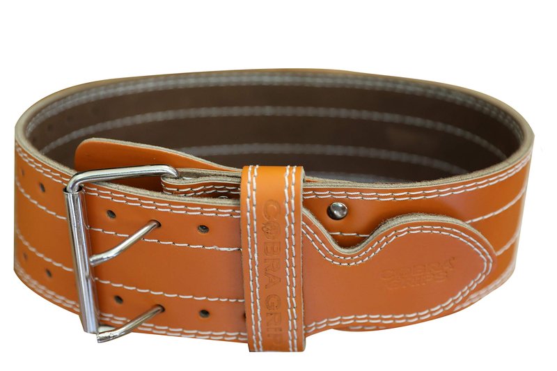 Weight Power Lifting Belt 4” Wide Cobra Grips Best Premium Genuine Leather Belt for Men & Women Adjustable Weightlifting Back Support (Orange, Large 36"-44")